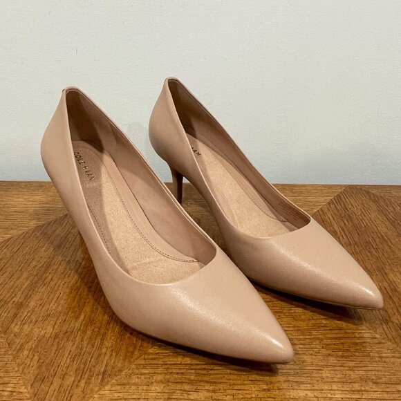 Cole Haan Go-to Park Pump Womens 9B Nude Leather Pointed Toe Stiletto Heels - Picture 4 of 13